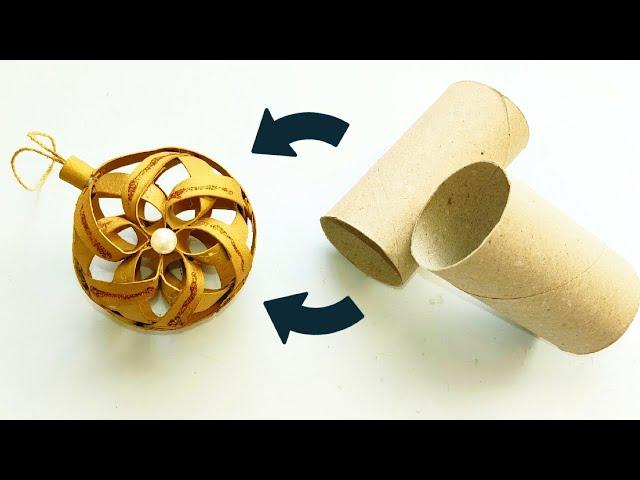  How to Make Christmas Ball From Toilet Paper Rolls  New Year Ornaments and Decoration Ideas  DIY