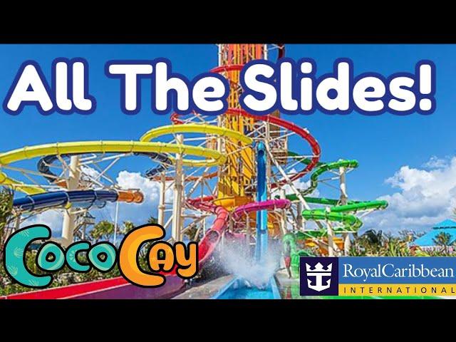 All The Water Slides at Thrill Water Park at CocoCay Royal Caribbean's Private Island Bahamas 4K