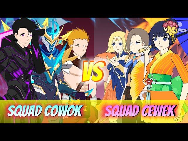 MOBILE LEGENDS ANIMATION | FULL SQUAD COWOK VS FULL SQUAD CEWEK