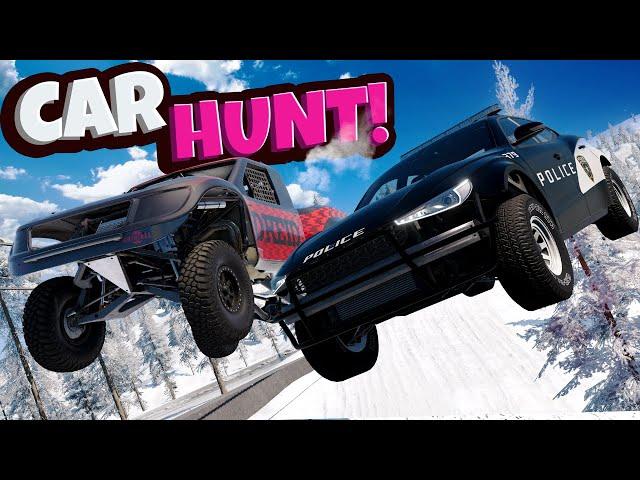 SNOW CAR HUNT POLICE CHASE with Stolen Cars in BeamNG Drive Mods!