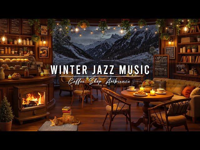 Smooth Jazz Instrumental Music ~ Winter Coffee Shop Ambience  Jazz Relaxing Music for Work, Study