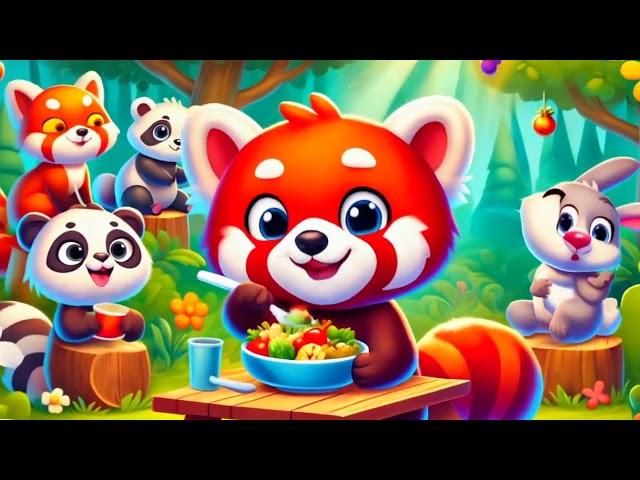 Red Panda Eats Food with Friends Nursery Rhymes