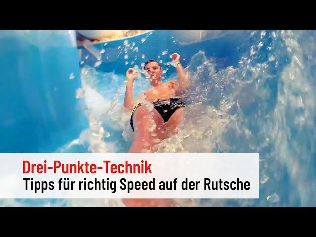 Im Freibad schneller rutschen mit der Drei-Punkte-Technik