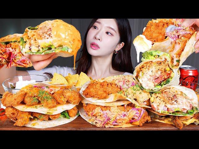 ASMR MUKBANG | MEXICAN FOOD   TACO & BURRITTO & QUESADILLA & NACHO & GUACAMOLE 