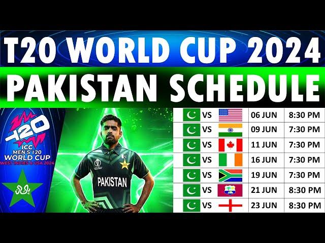 T20 World Cup 2024 Pakistan Schedule: Pakistan T20 World Cup 2024 Schedule