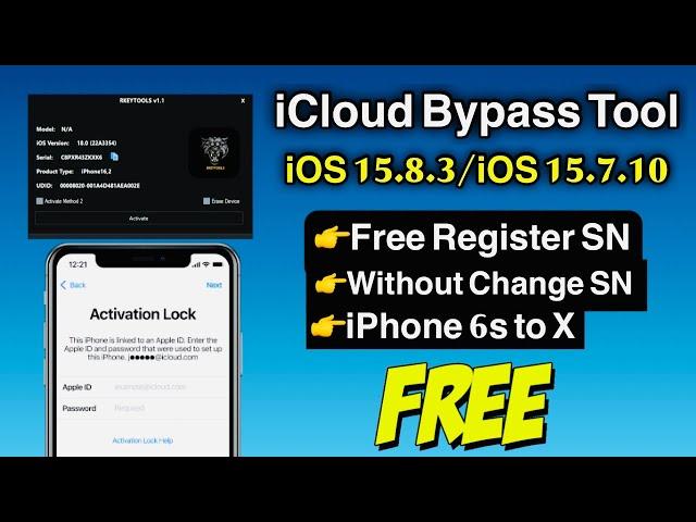 New FREE iCloud Bypass Tool iOS 15-iOS 16.7.10 | Rkeytools for iPhone 6s to X |