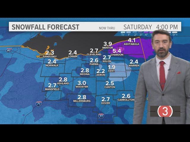 Friday's extended Cleveland weather forecast: Widespread snow moves in later today in Northeast Ohio