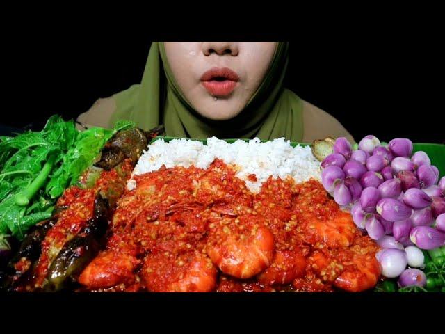 SEENAK ITU..!! UDANG BALADO PEDAS LALAPAN BAWANG MENTAH || ASMR INDONESIA