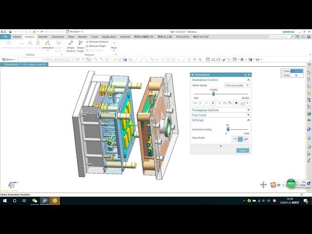 Injection mold motion simulation in NX (with compression spring )