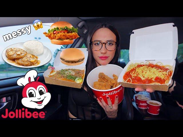 JOLLIBEE FEAST (Filipino Food) | MY FIRST TIME TRYING JOLLIBEE CAR MUKBANG! (2022)   