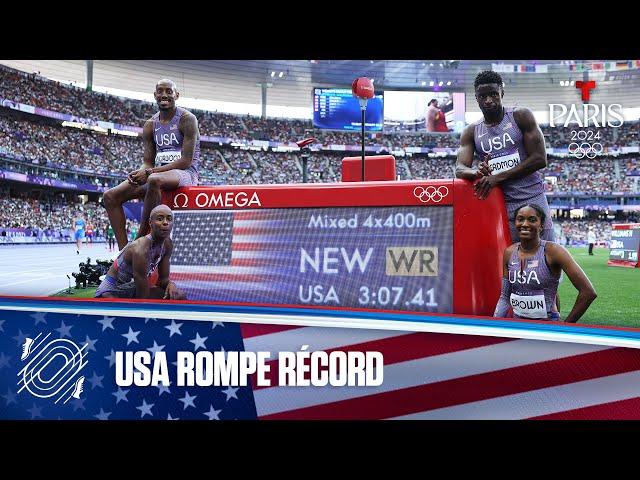 USA bate récord mundial en Atletismo 4x400 m mixto | Juegos Olímpicos París 2024