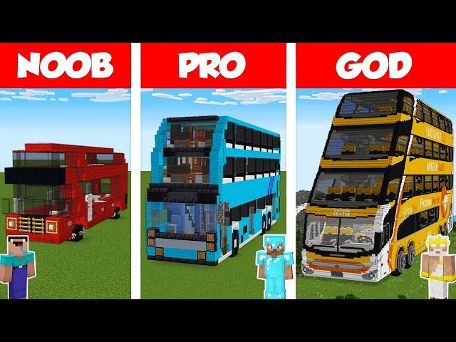 Minecraft NOOB vs PRO vs GOD: BUS BUILD CHALLENGE in Minecraft / Animation