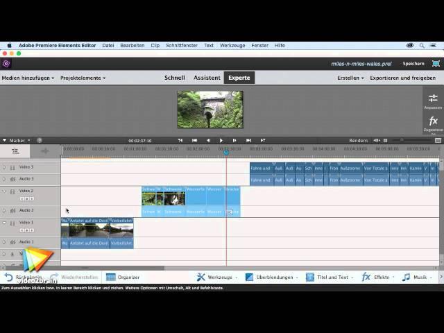 Videos bearb. mit Premiere Elements 14 Tutorial: Mehrere Spuren u. Grupp. von Clips |video2brain.com