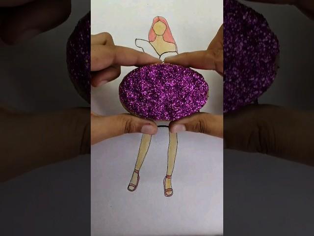 DIY Barbie Girl Dress Art #fashion #art #barbie #barbiegirl #diy #creative #drawing #satisfying