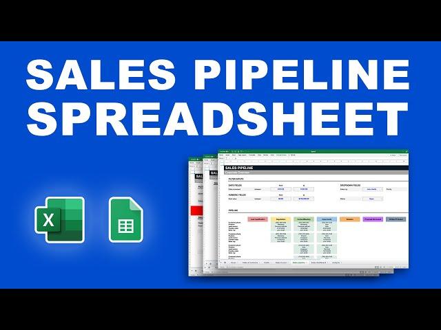 "Sales pipeline management" Excel template with dashboard, stages, forecast, tools, and analysis