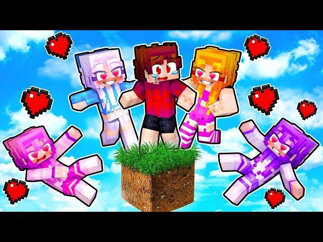 Stuck On ONE REALISTIC BLOCK With MY CRAZY FAN GIRLS... (Minecraft)