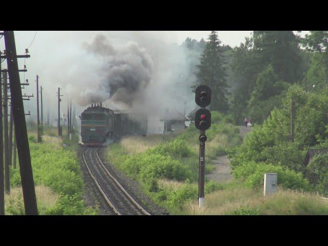 СИЛА 10Д100  2ТЭ10М-3210 2ТЭ10УT-0029.Скоростной поезд и отправка грузов со станции Букачовце.10D100