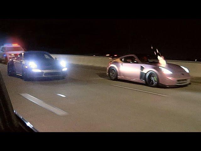 Kid takes his Dads 911 turbo Porsche & Races in front of a Cop...