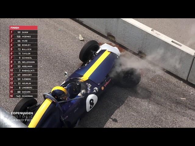 Formula Junior 2019. Final Copenhagen Historic Grand Prix. After Finish Crash