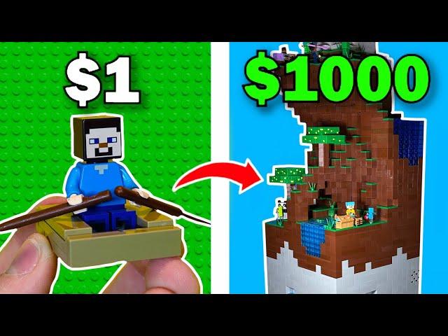 $1 vs $1000 LEGO MINECRAFT build...