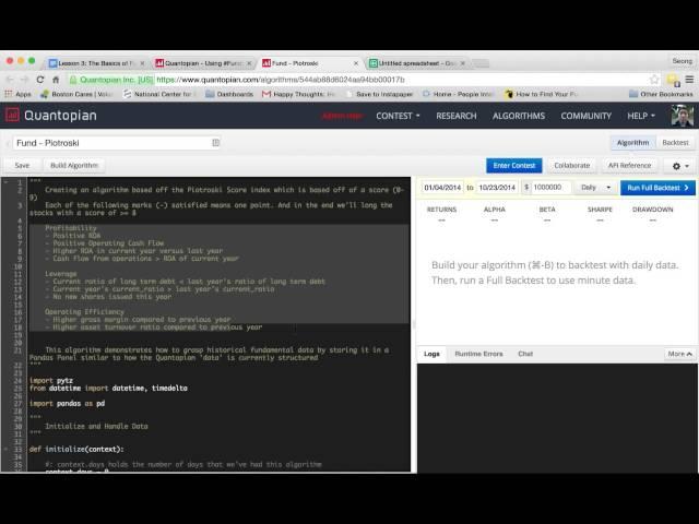 Quantopian Tutorial 3: Basics of Fundamentals