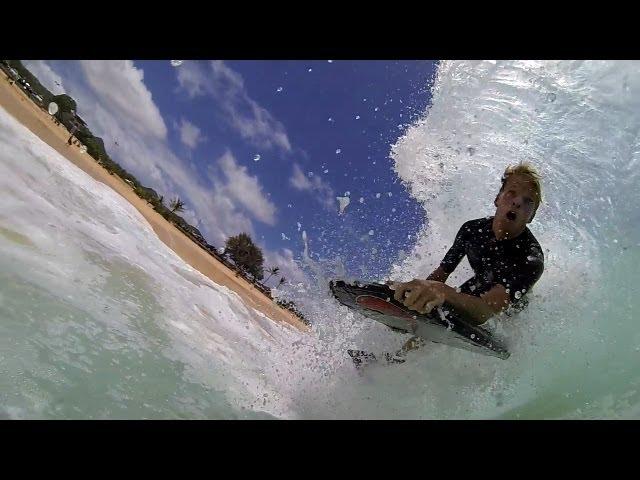 Sandy beach shorebreak wipeouts