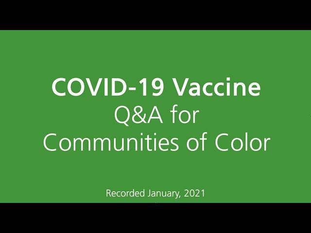 COVID-19 Vaccine Q&A for Communities of Color