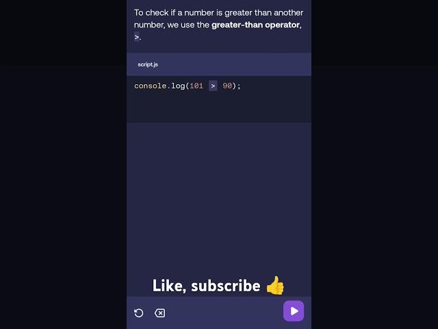 Use of greater than operator in JavaScript. #javascript#coding #programming#new#shorts#chatgpt#viral