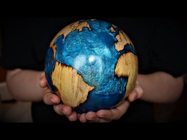 Woodturning -  The Blue Planet - Log to Globe