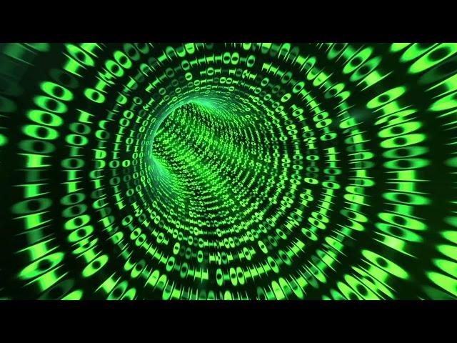 Screensaver 4k with a two-hour flight through a matrix-style digital tunnel