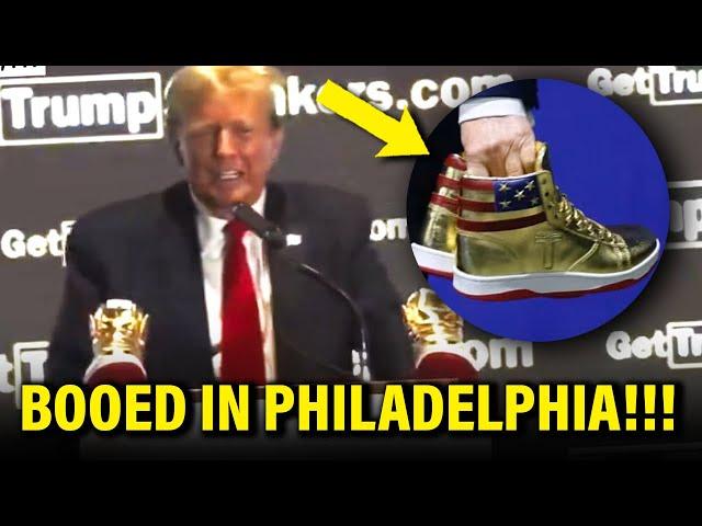 Trump Gets MERCILESSLY BOOED at Philadelphia 'Sneaker Con'