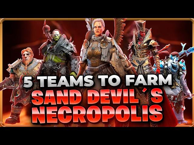5 TEAMS To Farm Stage 25 On The Sand Devil's Necropolis Dungeon! Raid Shadow Legends Guide