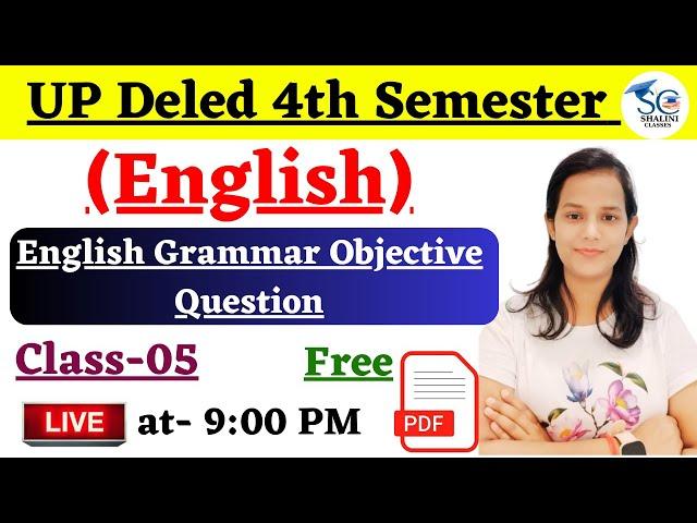 UP Deled 4th Semester English Objective Question Class || Deled 4th Semester English Imp Question ||