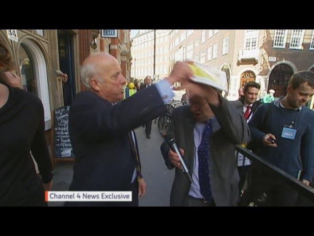 UKIP's Godfrey Bloom hits reporter Michael Crick with party brochure