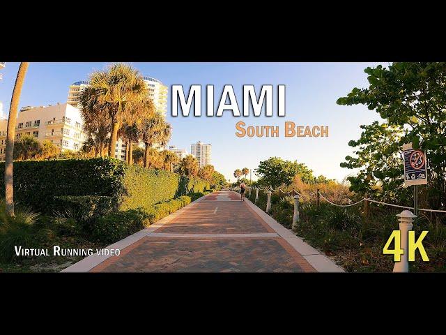 Miami South Beach Morning Run in 4K | Virtual Running Adventure