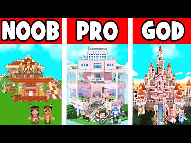 Mini World:castle,villa,wooden house,NOOB vs PRO vs GOD/Animation!