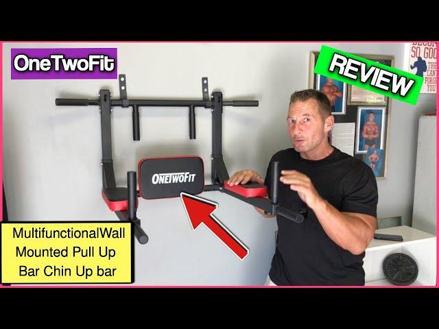 OneTwoFit Multifunctional Wall Mounted Pull Up Bar Chin Up bar Dip Station for Indoor Home Gym