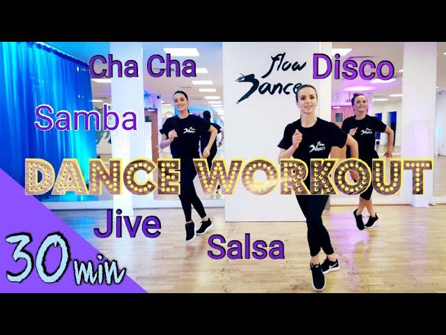 30 MIN BEGINNER DANCE WORKOUT – Disco Funk, Salsa, Cha Cha, Rumba, Samba, Jive | Follow Along