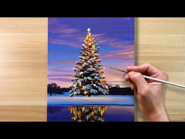 Acrylic Painting Christmas Tree | Time-lapse