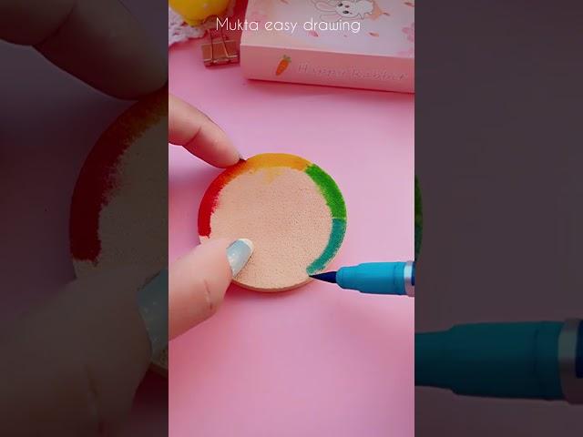 Cosmetic Puffs Painting Idea #Creative #shorts #art #painting #youtubeshorts