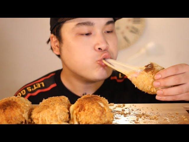 ASMR Mukbang (eating broadcasting) with Cheese bomb pork cutlet~!! (Eating Show) (subtitles offered)