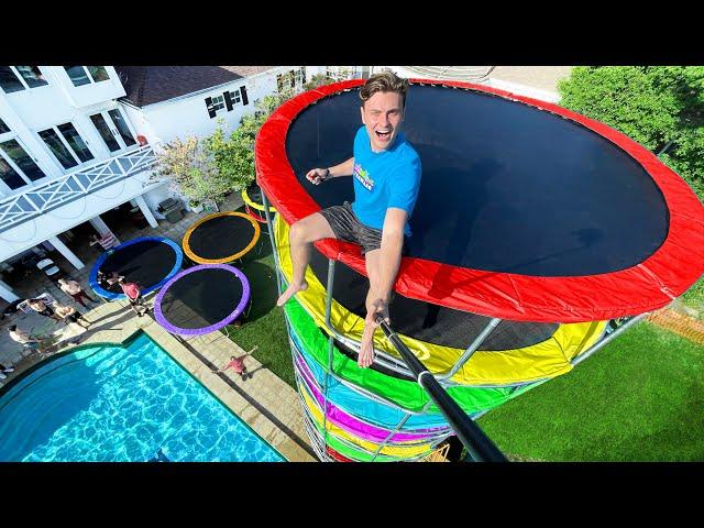 I Built the World's Tallest Trampoline Tower!!