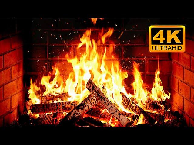  Cozy Fireplace 4K (12 HOURS). Fireplace with Crackling Fire Sounds. Fireplace Ambience