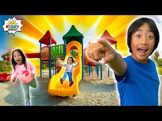 Ryan, Emma & Kate Pretend Play on the Playground Fun!