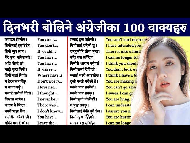 अंग्रेजी सिक्नुहोस् Very Fluently Daily Use Conversation Practice with Nepali Meanings word Sentence