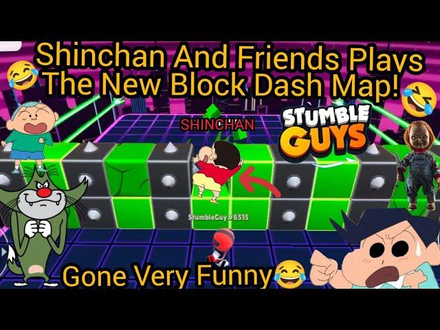 Shinchan And Friends Plays The New Impossible BLOCK DASH Map In Stumble Guys Gone Very Funny