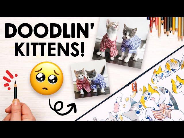DRAWING MY NEW KITTTENS - Colored Pencil Sketchbook Spread