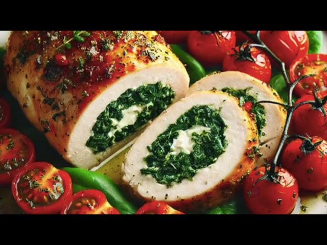 Receta sencilla para almuerzo de Navidad: Pechugas de pollo rellenas con espinacas y queso #receta