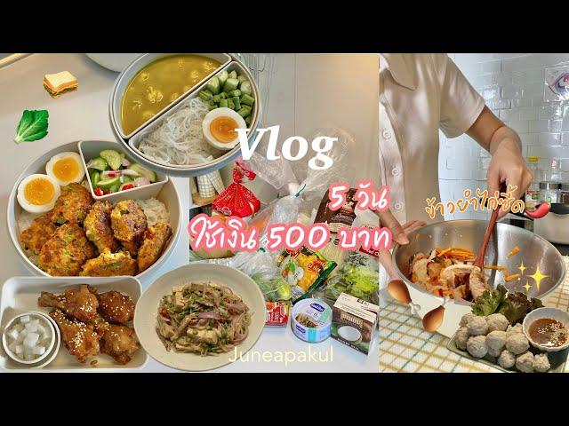 Vlog ทำอาหาร 5 วันใช้เงิน 500 บาท,จ่ายตลาดซื้อของ,ทำไก่ทอดเกาหลี,ข้าวยำไก่ซี้ด,ยำขนมจีนปลาทู ep.4