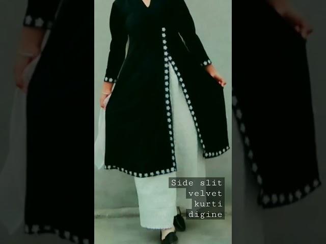 Velvet side slit kurti degine #dressdesign #fashionstyle #velvetkurtidesign#viralvideo